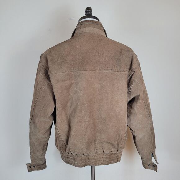 Vintage Pierre Cardin Jacket Mens Large Brown Suede Leather Bomber 90s Classic - Picture 4 of 10